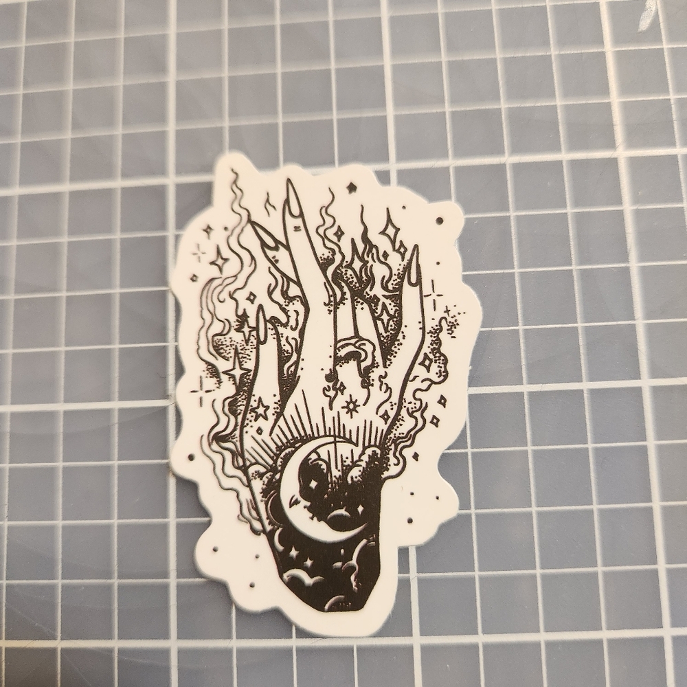 10/$10 Sticker Celestial Moon Black And White